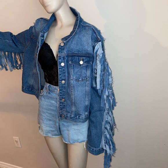 Azalea Wang Plus Denim Fringe Jacket - Picture 5 of 10